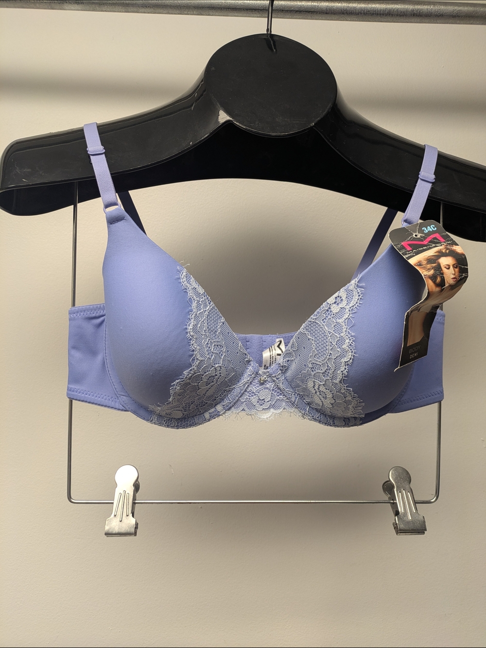 34C Maidenform One Fab Fit Lace Butterfly Front Demi Bra 9437 Lavender